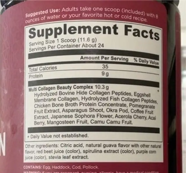Multi collagen protei nutrition facts table