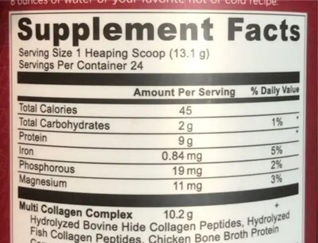 Multi collagen protein nutrition facts table