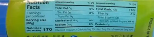 Sqeeze candy gel nutrition facts table