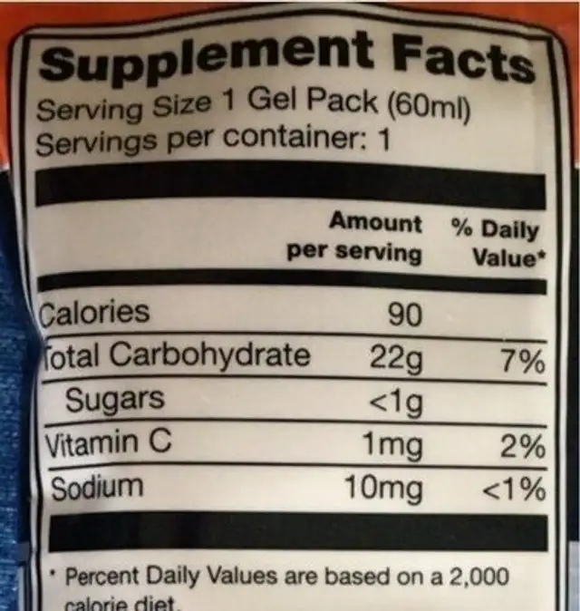 GO isotonic Energy nutrition facts table