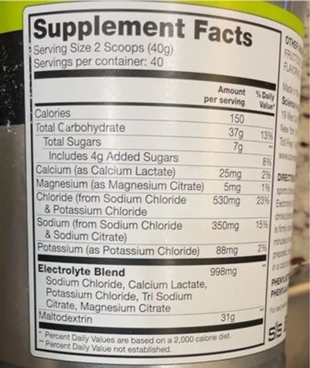 GO Electrolyte - Sport Electrolyte Supplement nutrition facts table