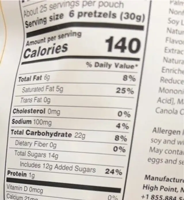 Lemon cream pretzel nutrition facts table