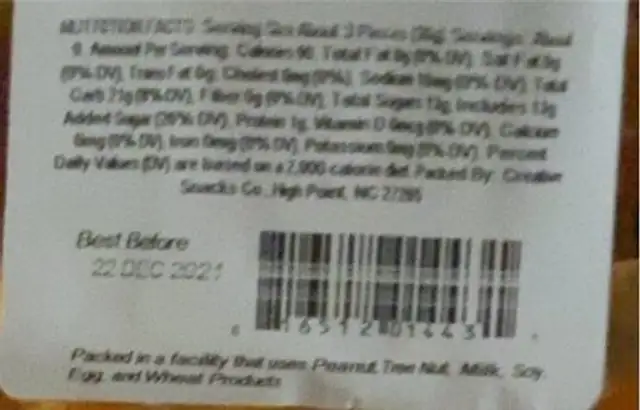 Gummi Worms nutrition facts table