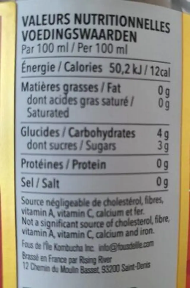 Fous de l'île pomme pain d'épice gingembre nutrition facts table