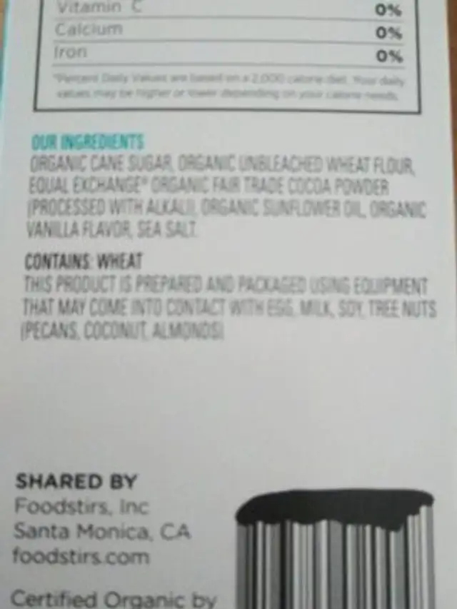 Organic Chocolate lovers brownie mix ingredients label