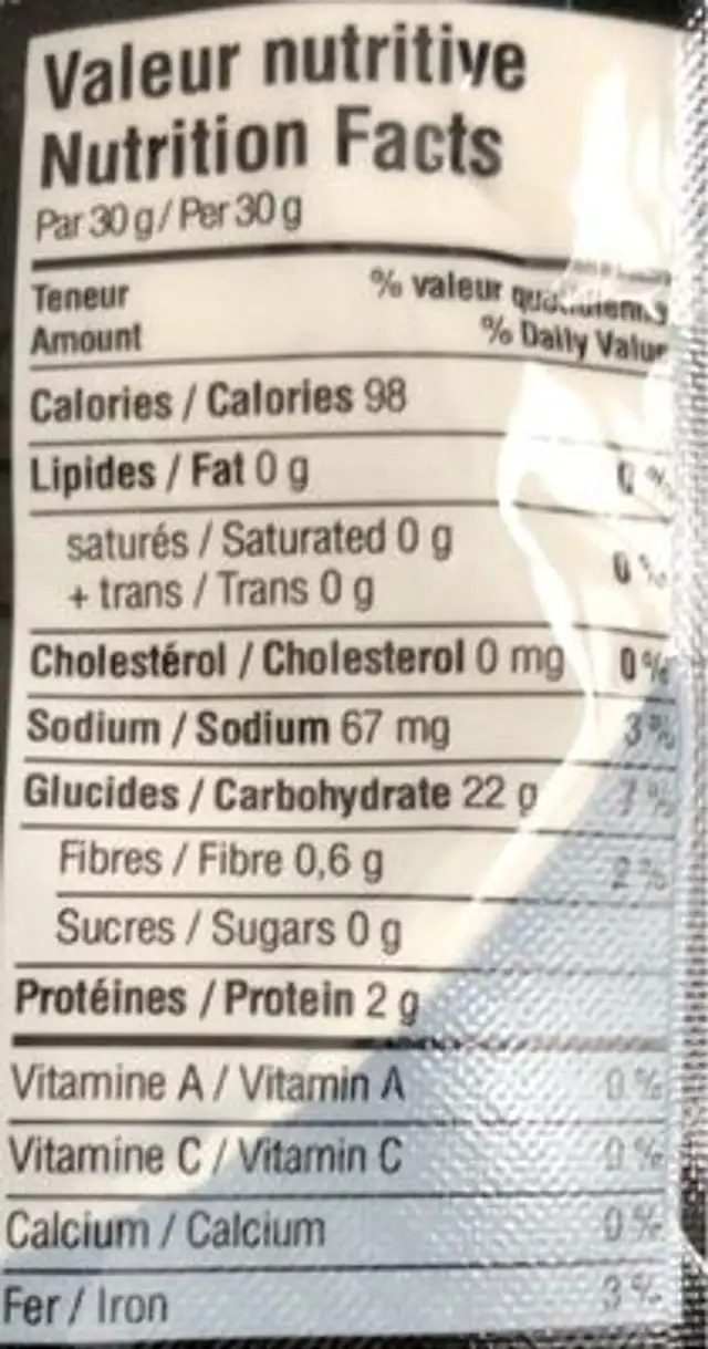 Pâte à tempura nutrition facts table