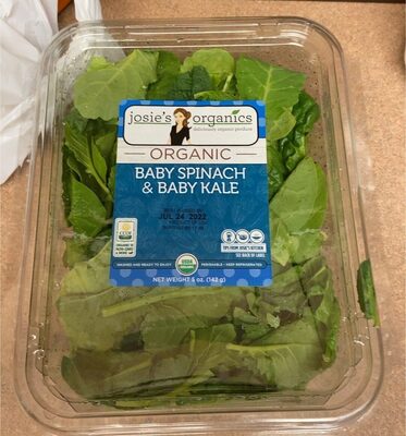 Organic baby spinach and baby kale