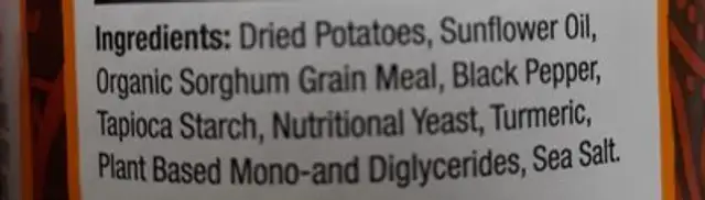 Vegan robs ingredients label