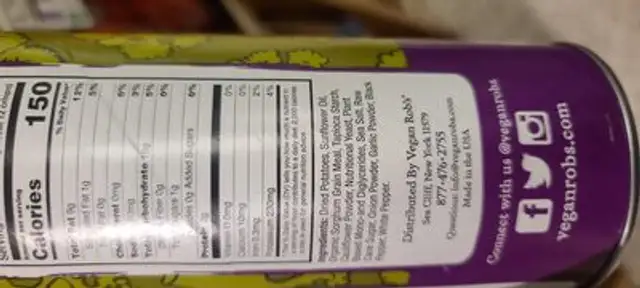 Cauli crisp ingredients label