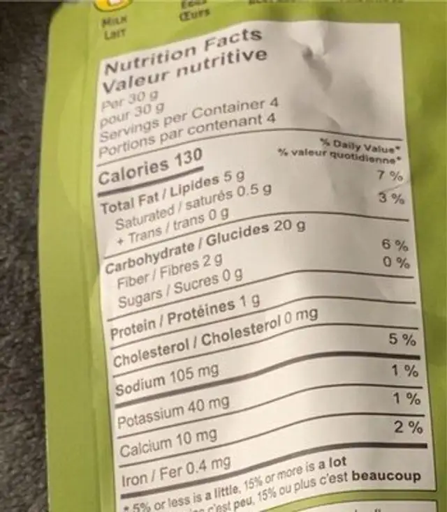 Craquelins fines herbes et graines nutrition facts table