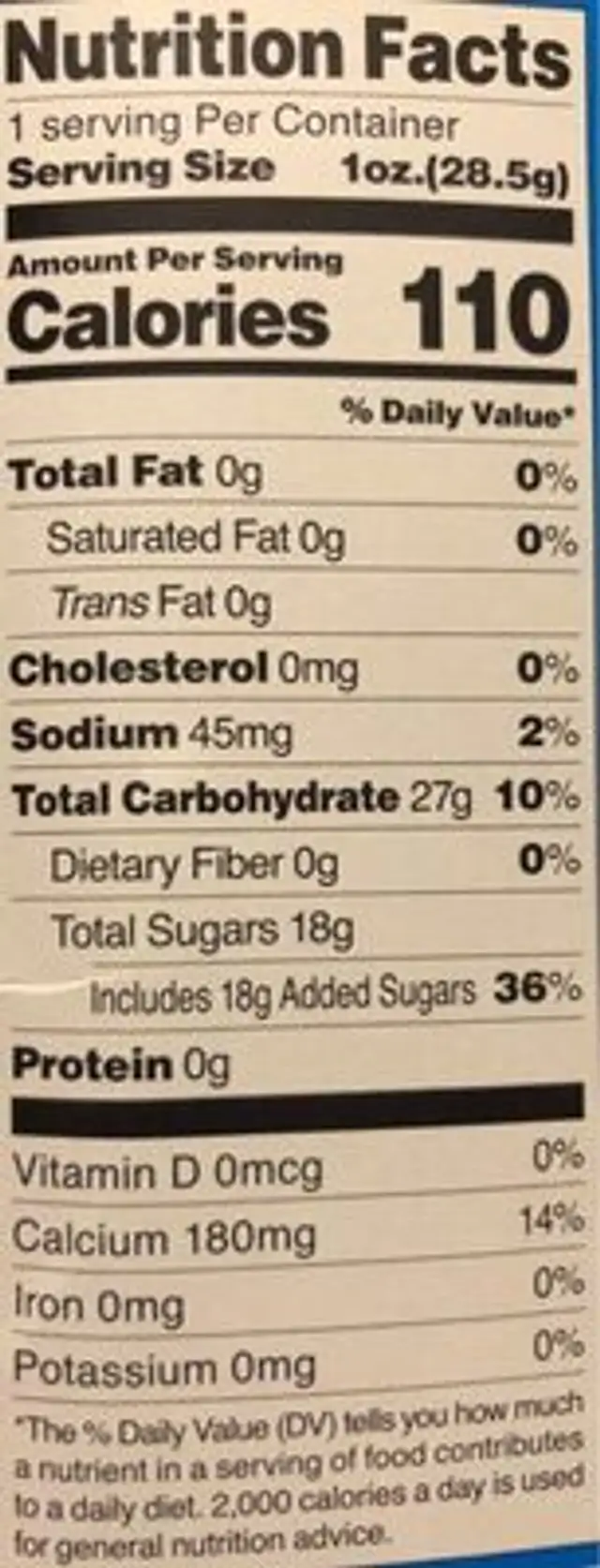 Popin' Cookin' nutrition facts table