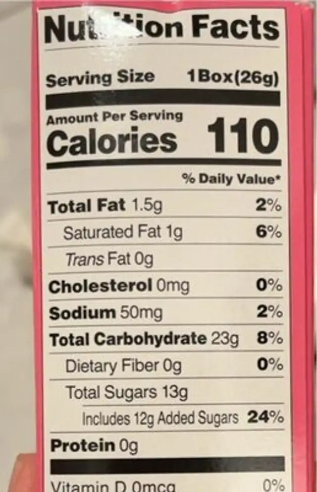 tanoshii cakes nutrition facts table