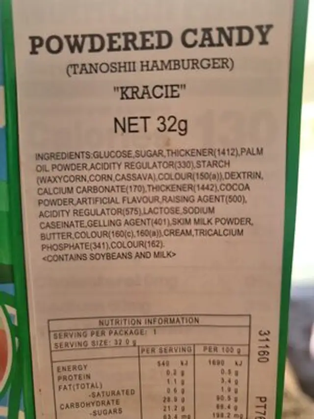 PopinCookin ingredients label