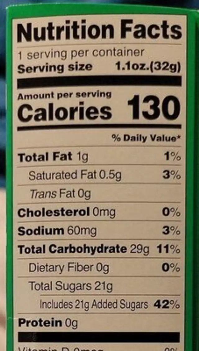 PopinCookin nutrition facts table