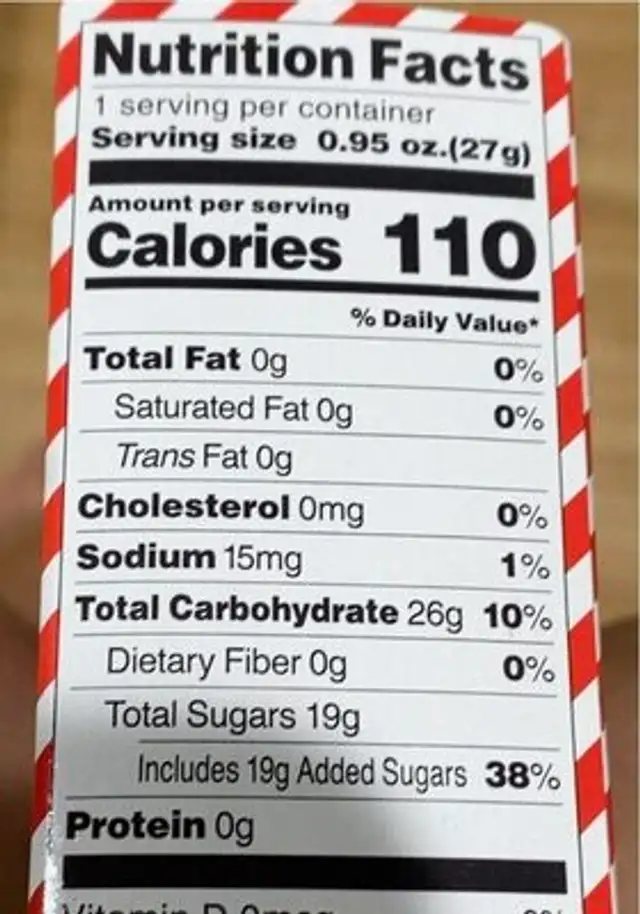 Kawaii gummy land nutrition facts table
