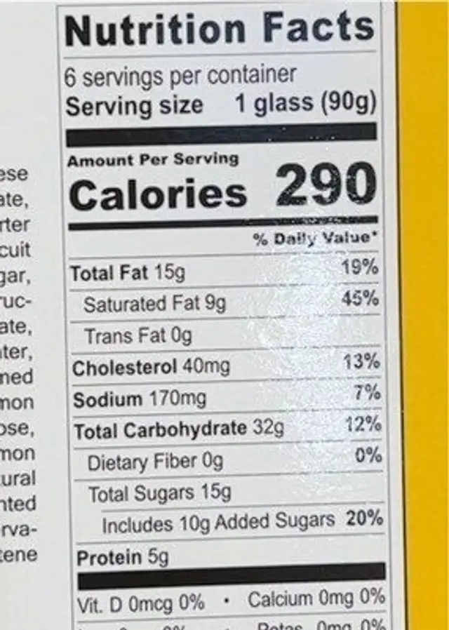 Italian lemon cheesecake nutrition facts table
