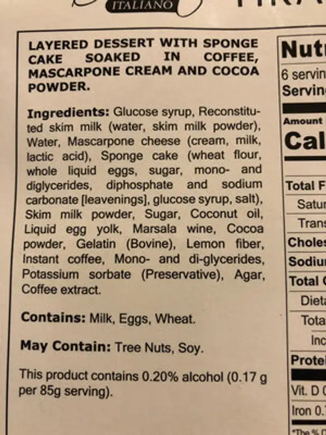 Unknown ingredients label