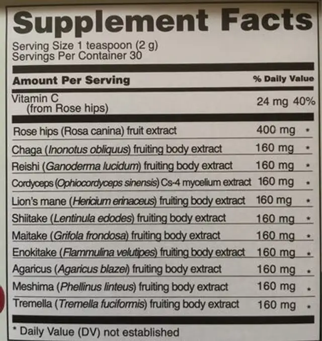 10 Mushroom blend mix ingredients label
