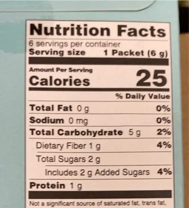 Mushroom Cacao Mix with Reishi nutrition facts table