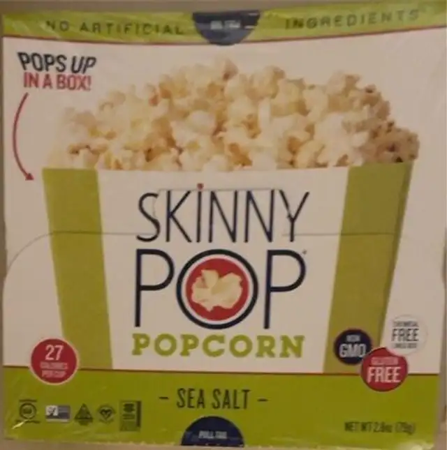 Skinny pop popcorn sea salt pop up box
