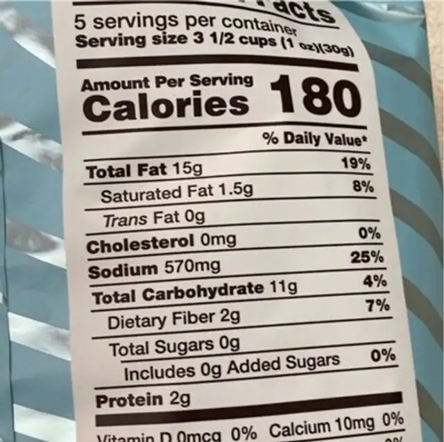 Simply thin popcorn nutrition facts table