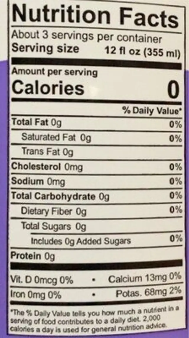Lavender chamomile nutrition facts table