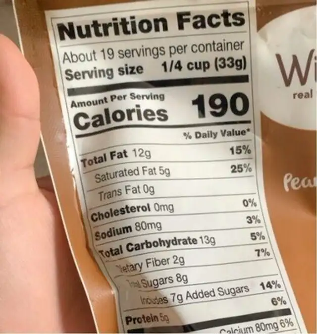 Peanut Butter Chocolate Trail Mix nutrition facts table