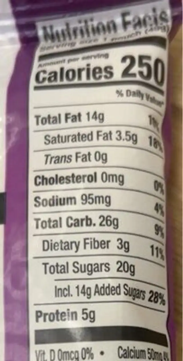 Coastal berry trail mix nutrition facts table