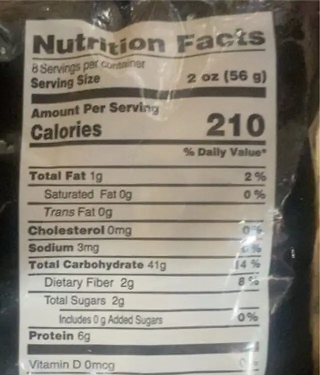 Pasta Penne Rigate nutrition facts table
