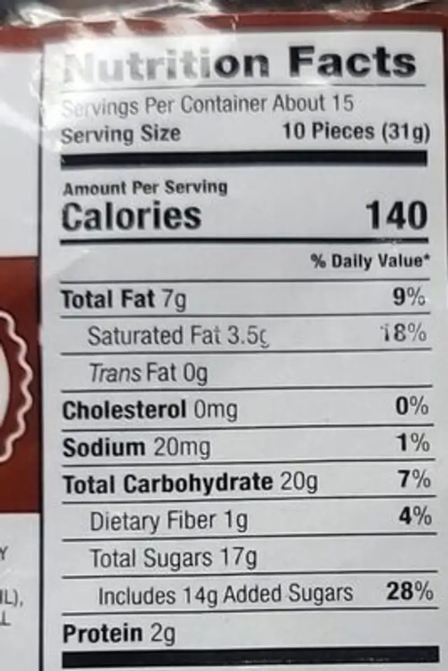Old Mill milk and Dark Chocolate Bridge Mix nutrition facts table