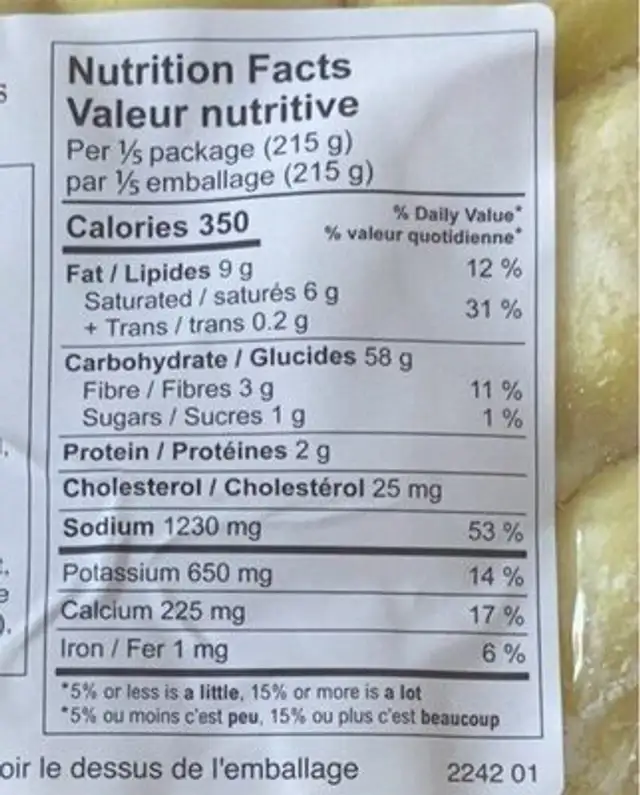 Italian Stuffed Gnocchi with cheeses nutrition facts table