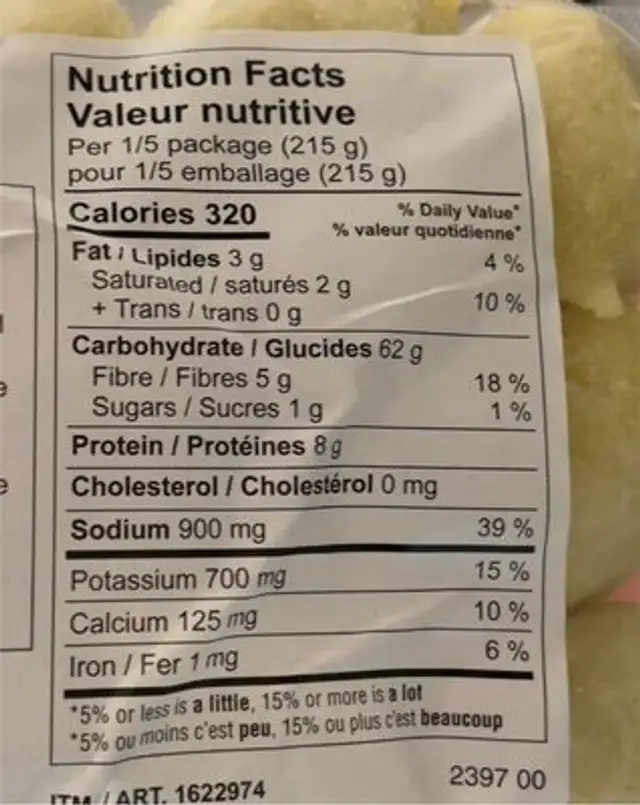 Gnocchis italiens farcis costco nutrition facts table