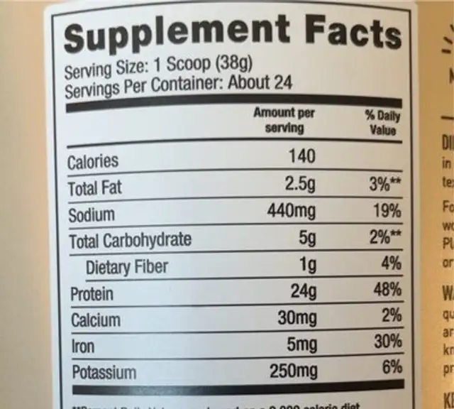 Plant Jym Oatmeal Cookie nutrition facts table