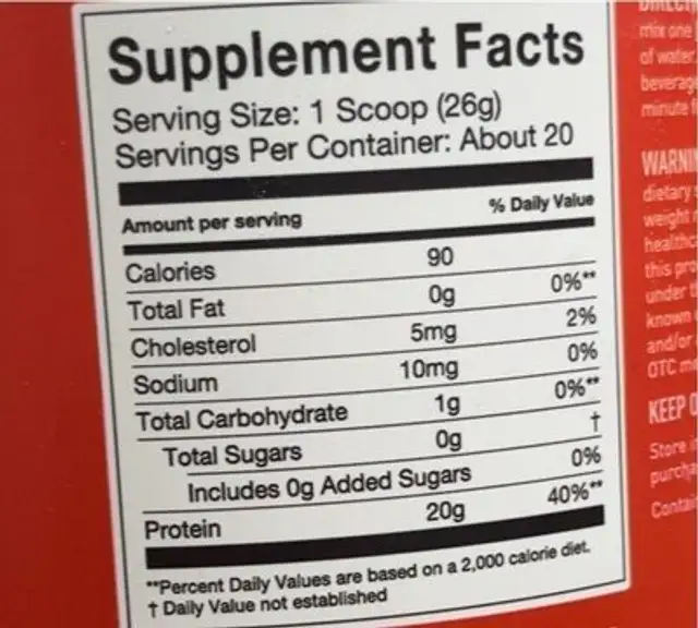 Bombsicle clear protein nutrition facts table