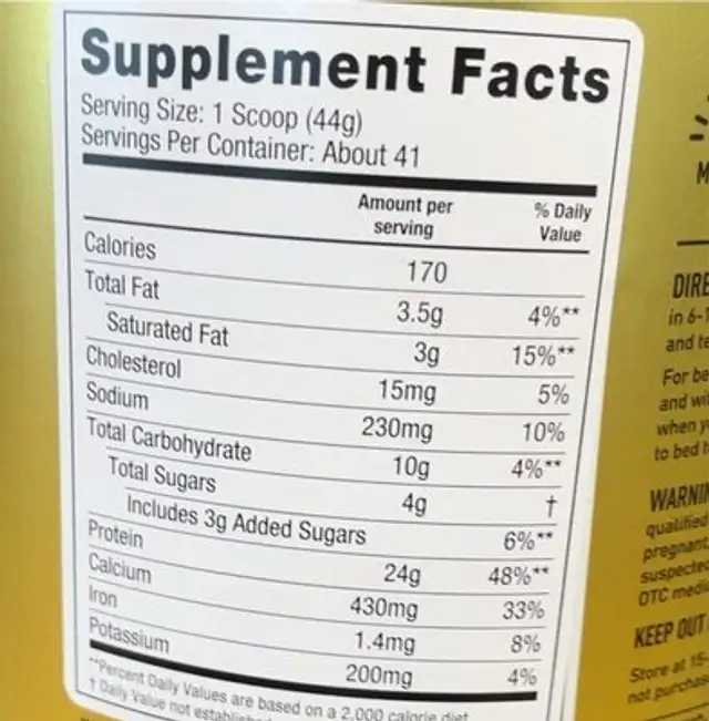 Pro jym nutrition facts table