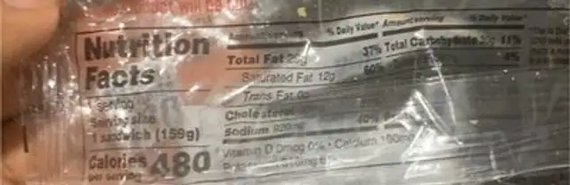 Cheeseburger Flame Broiled nutrition facts table