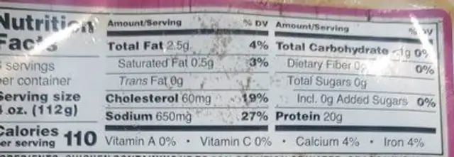 Southwest style chicken fajitas nutrition facts table