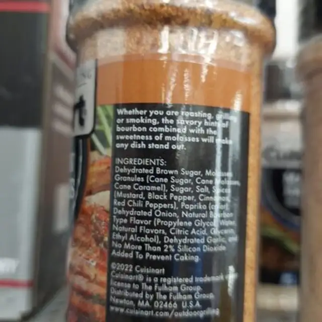 Bourbon molasses seasoning ingredients label