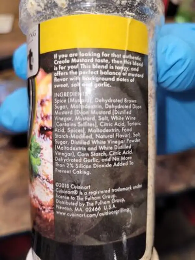 Cuisinart Creole Mustard Seasoning ingredients label