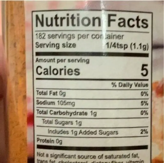 Roasted Chipotle garlic seasoning nutrition facts table