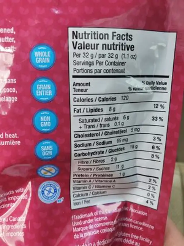 Raspberry Nutless Clusters ingredients label