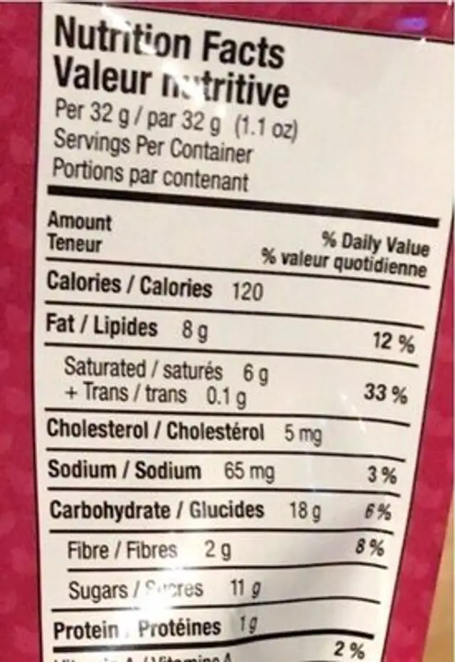 Raspberry Nutless Clusters nutrition facts table