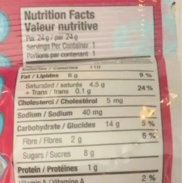 Nutless clusters nutrition facts table