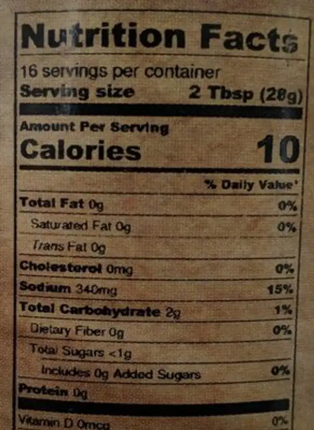 Bassett's market nutrition facts table