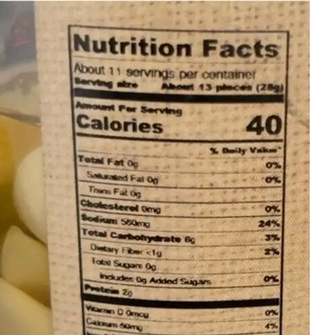 Zesty pickled garlic nutrition facts table