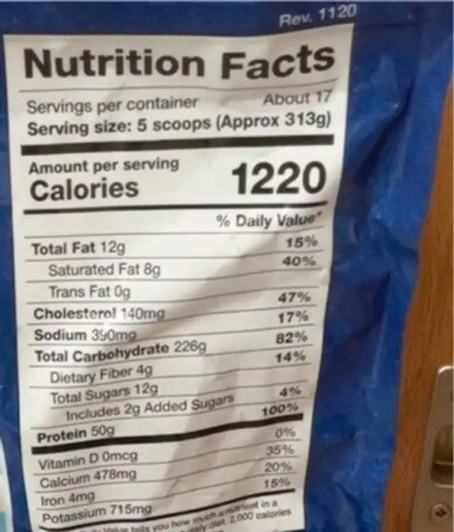 Super huge protein nutrition facts table
