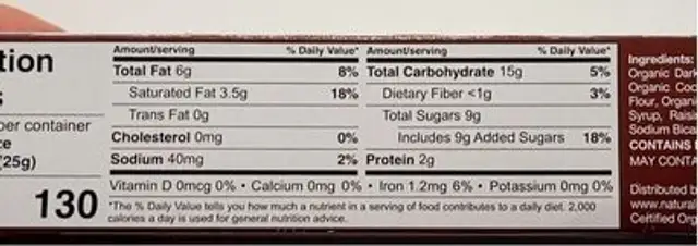 Organic petit biscuit au chocolat nutrition facts table