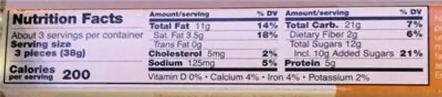 Peanut Butter filled Crispy Crepes nutrition facts table