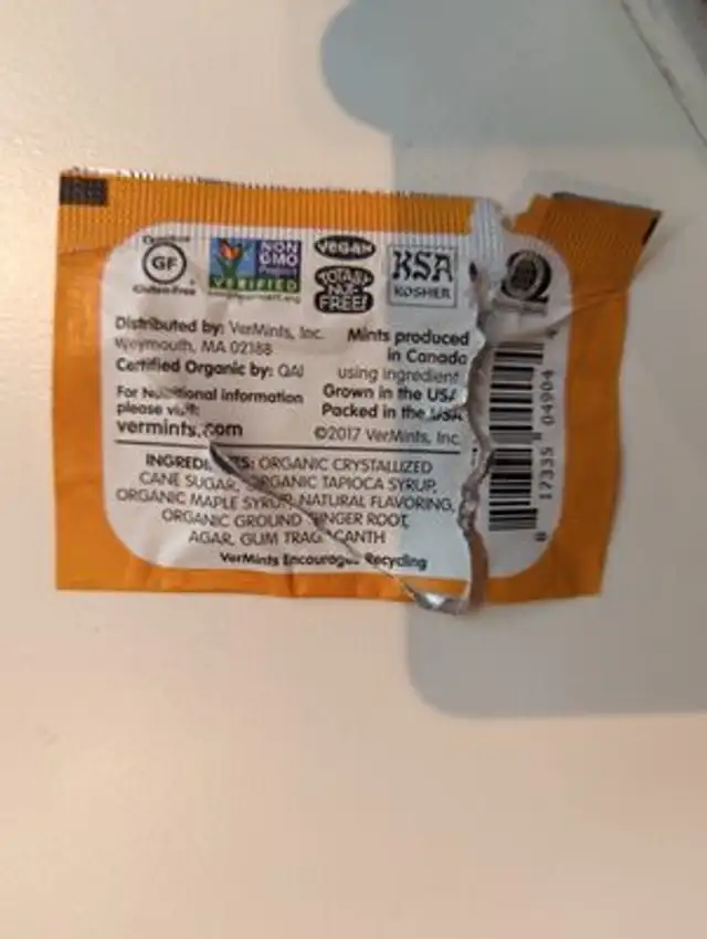 Unknown nutrition facts table
