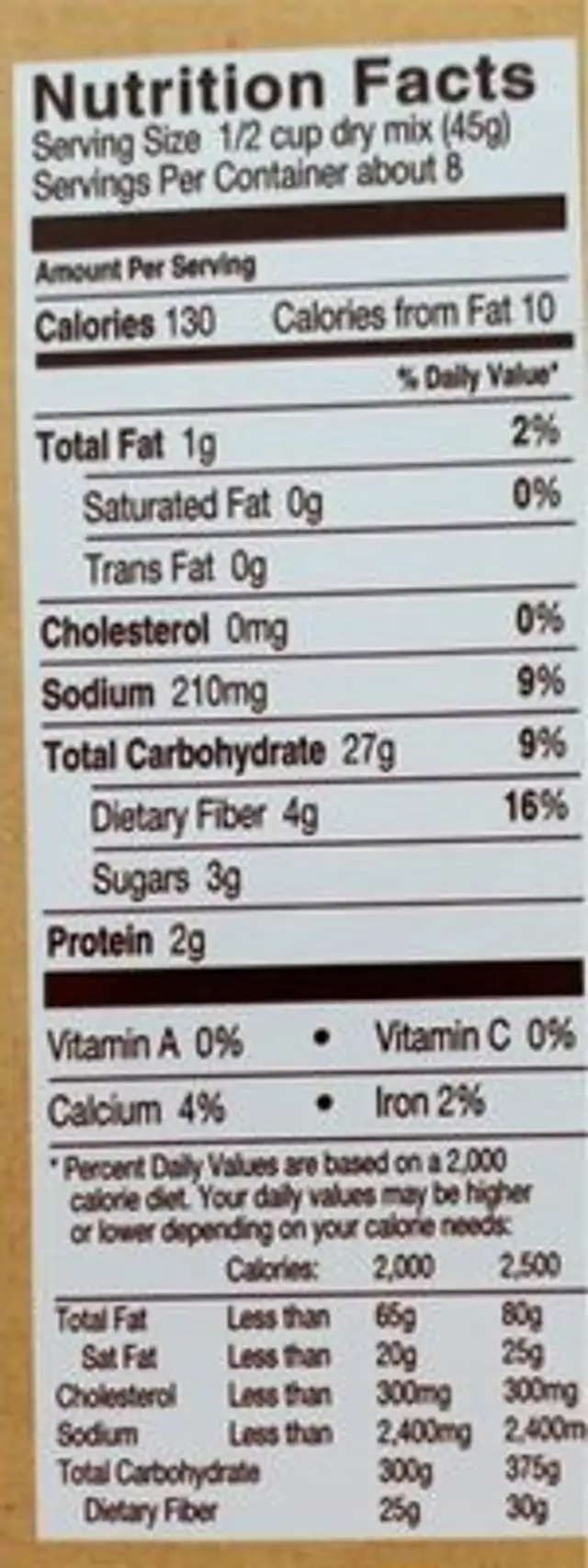 Stuffing cubed gf hrb whl nutrition facts table